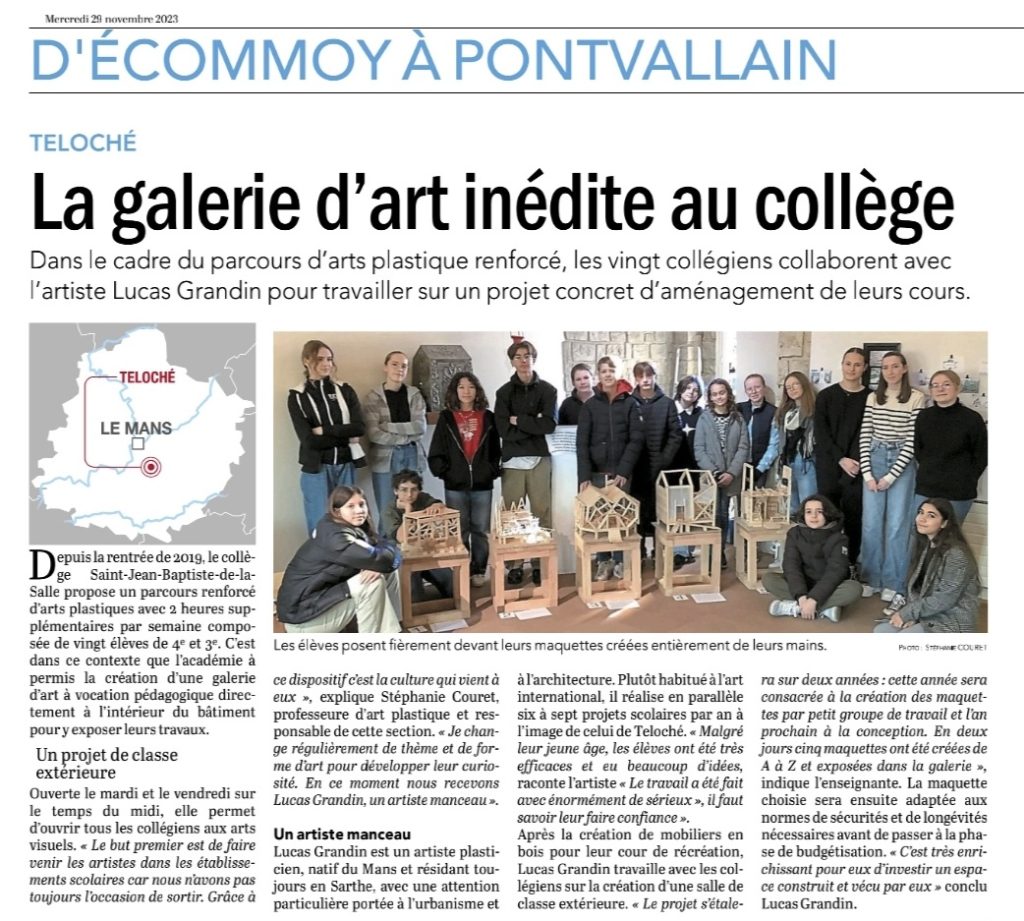 Projet d’élèves parcours renforcé galerie d’art collège teloché